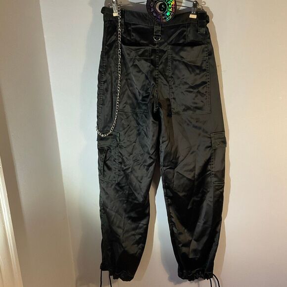 Dolls Kill Punk Trap Chain Cargo Oversized Tie Ankle Pants, XS punk goth baddie - Picture 6 of 16